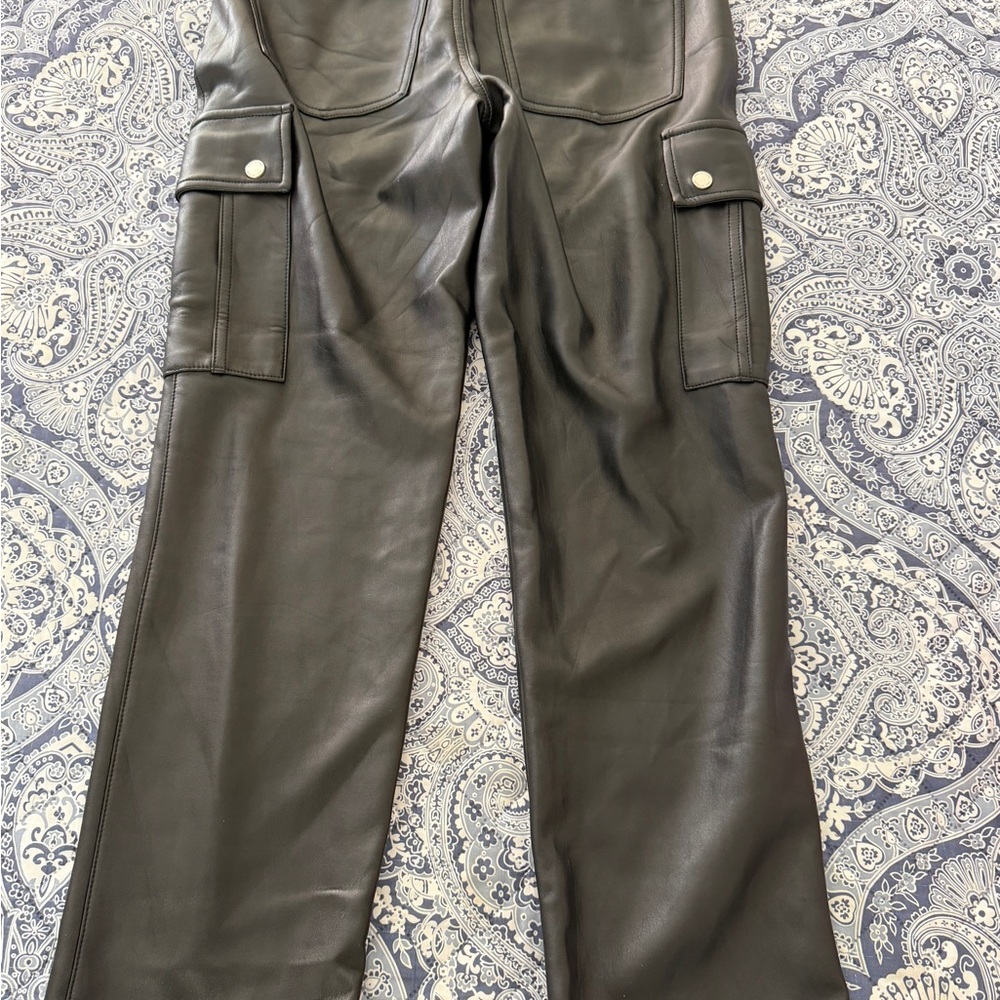 Avec Les Filles Faux Leather Black Cargo Pants in size S - Picture 2 of 5